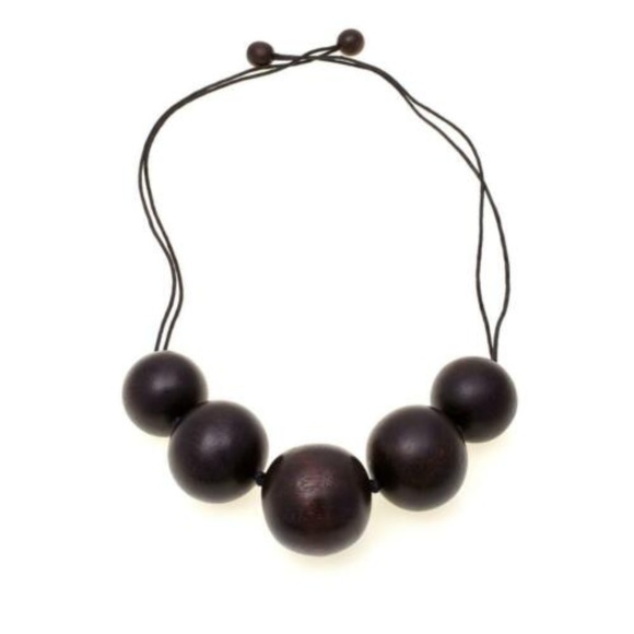 N Natori Wood Spheres 38" Cord Necklace -Brown - Picture 2 of 2